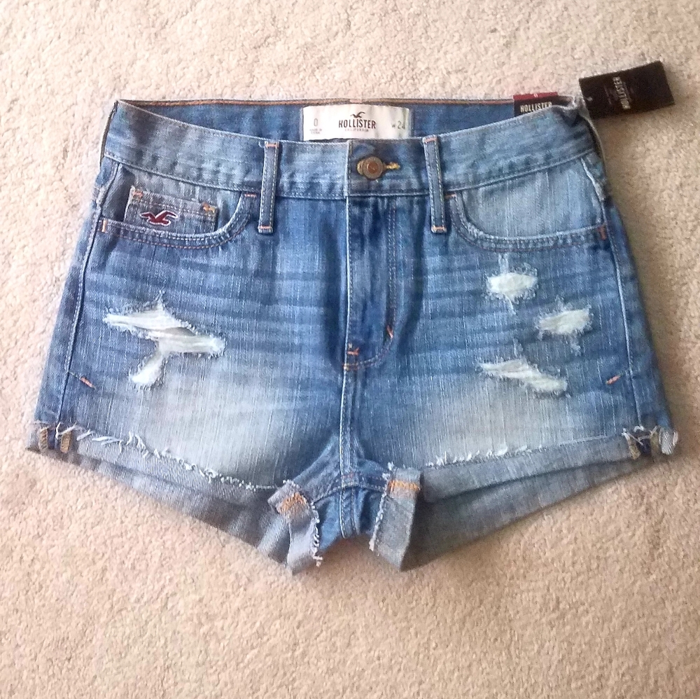 WOMENS HOLLISTER HIGH-RISE SHORT-SHORTS SIZE 0